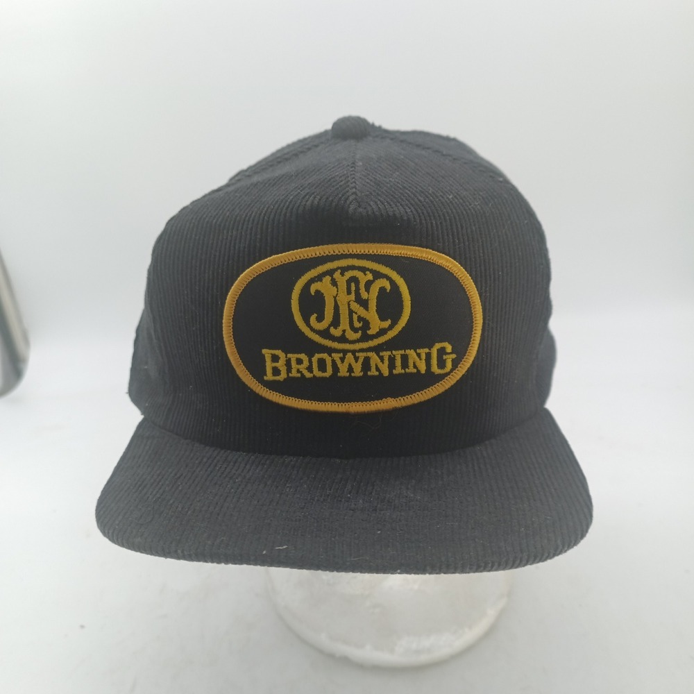 Browning Black Corduroy Snapback Hat Gold Logo Patch One Size Fits All #5